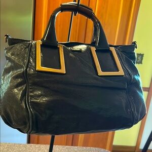 Chloe Ethel Black Lamb Leather Handbag. EUC. No shoulder strap. Gold Hardware.